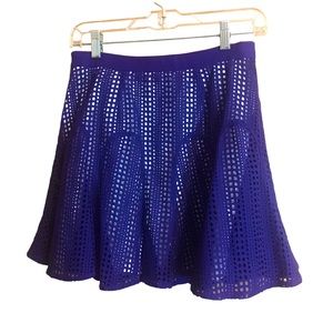 Derek Lam 10 Crosby Purple Blue Eyelet Lace Overlay Mini Skirt Size 6, 26” Waist